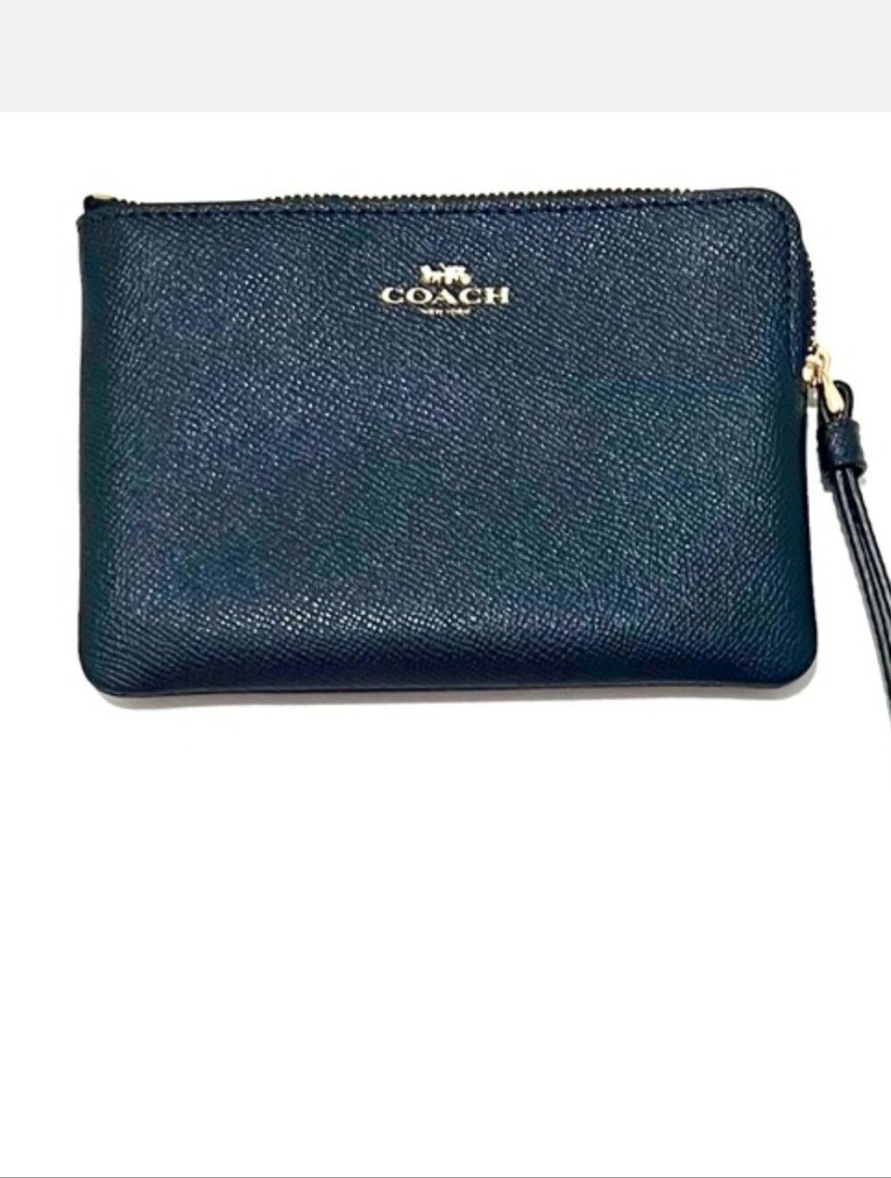 COACH NEW YORK Navy Blue Corner Zip Wristlet